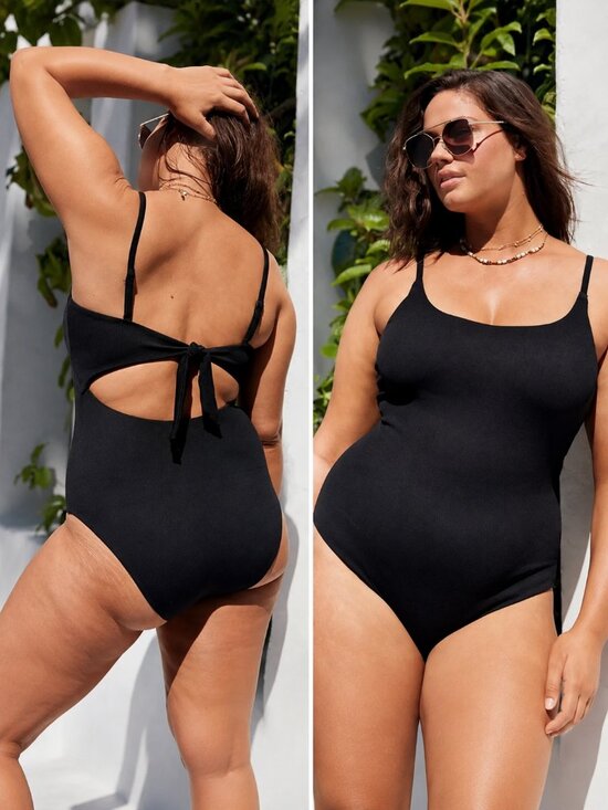aerie Other - Aerie Ribbed Tie Back One Piece Swimsuit black Size Large